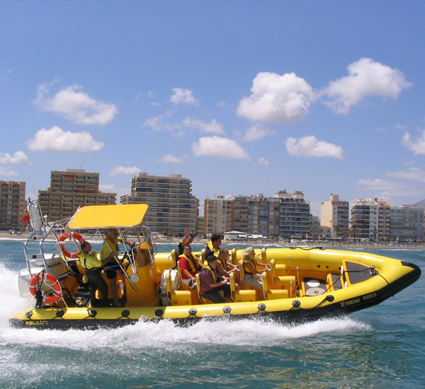 Yellow Leisure RIB featuring Leafield Marine world class inflation and pressure relief valves.