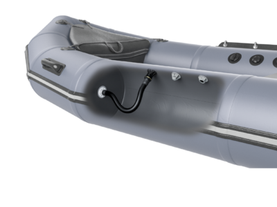 Leafield Marine STV system on a cut through of a rapid inflation RIB